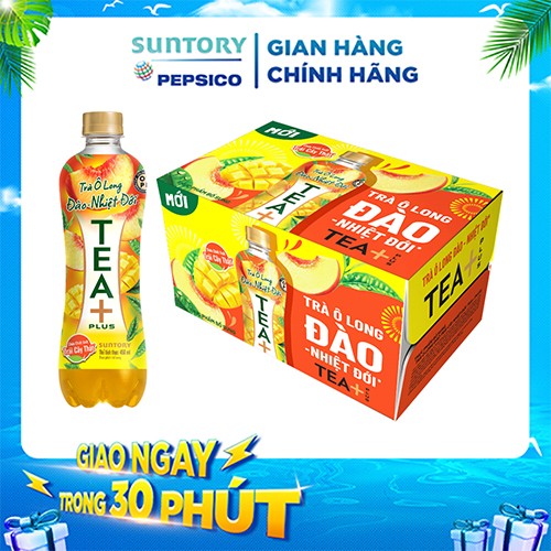 Thùng 24 Trà Tea+ Ô Long Đào Nhiệt Đới Chai 450ml Tea Plus | Giao gấp ...